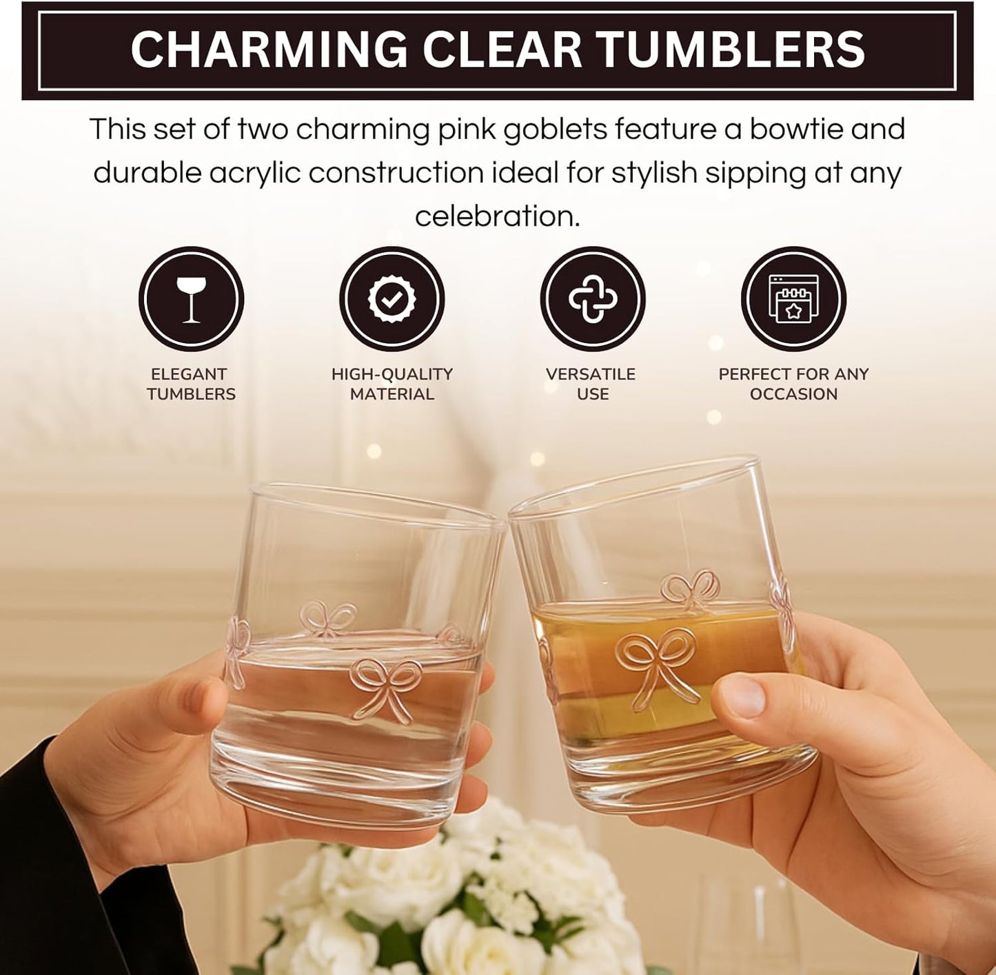 Coquete Bowtie Cocktail Juice Glass | Set of 2 | Blush Pink-4