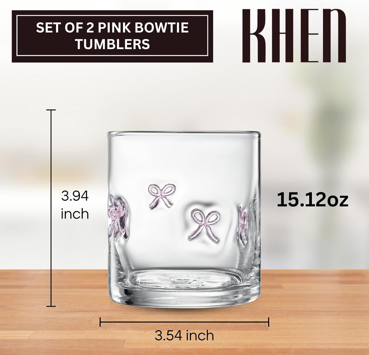 Coquete Bowtie Cocktail Juice Glass | Set of 2 | Blush Pink-2
