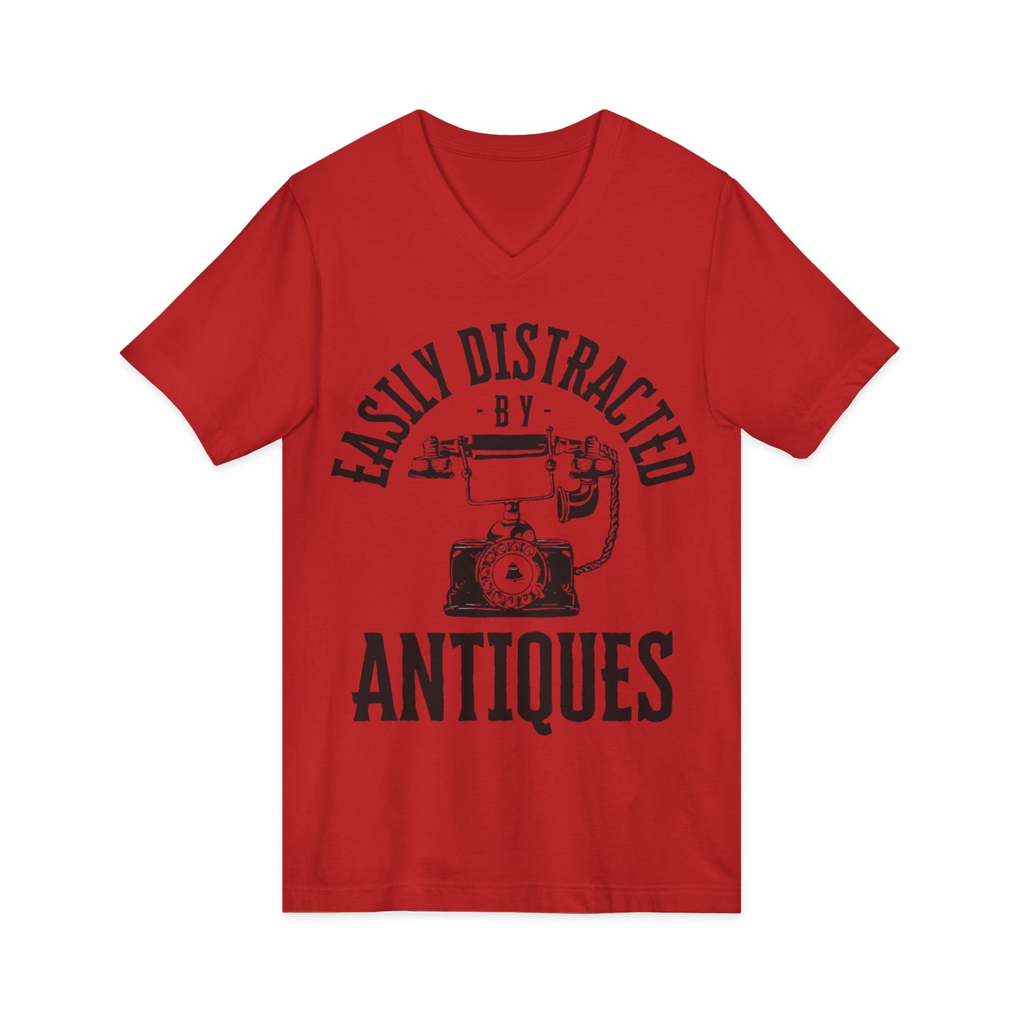 Easily Distracted by Antiques Short Sleeve V-Neck Tee