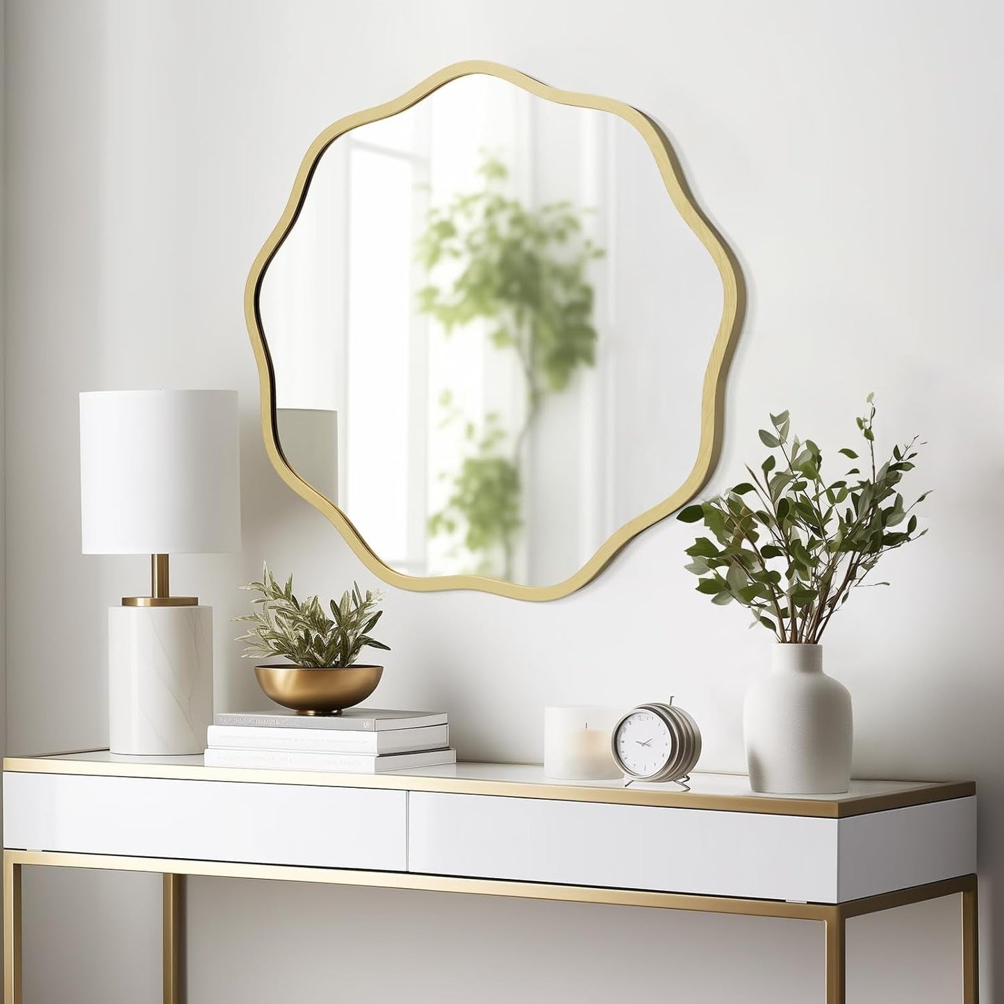 Gold Round Wall Mirror 20 Inch Decorative Home Accent-2