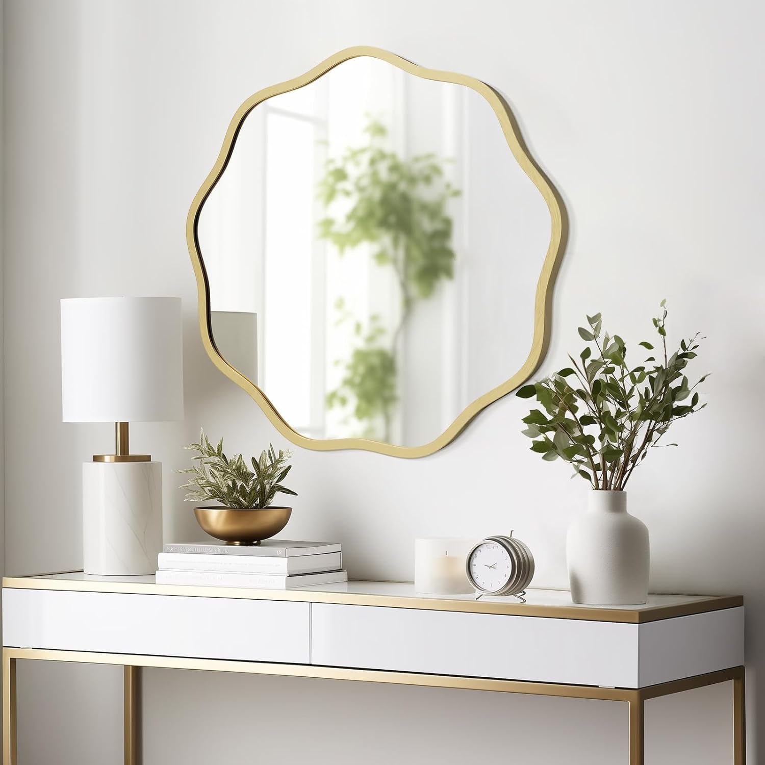 Gold Round Wall Mirror 20 Inch Decorative Home Accent-2
