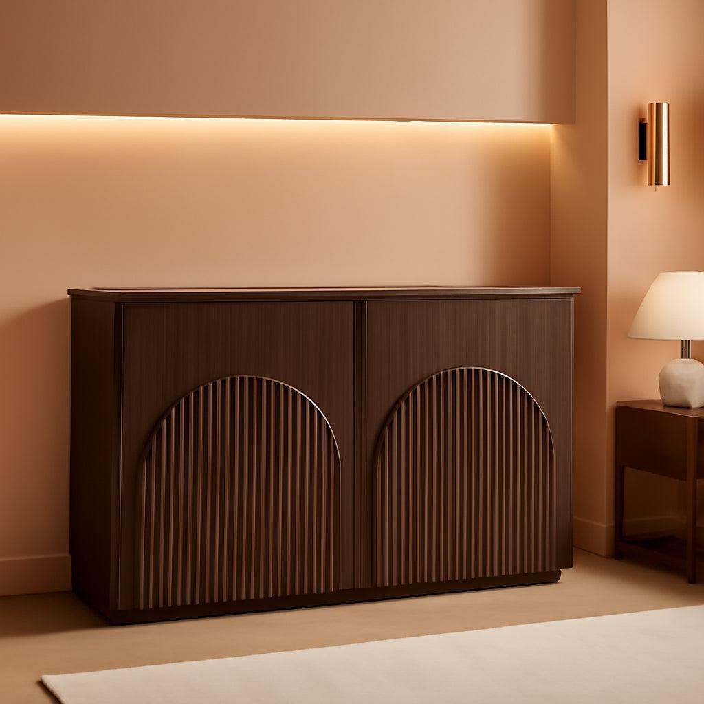 Walnut Sideboard Buffet Cabinet | Wave Pattern Doors
