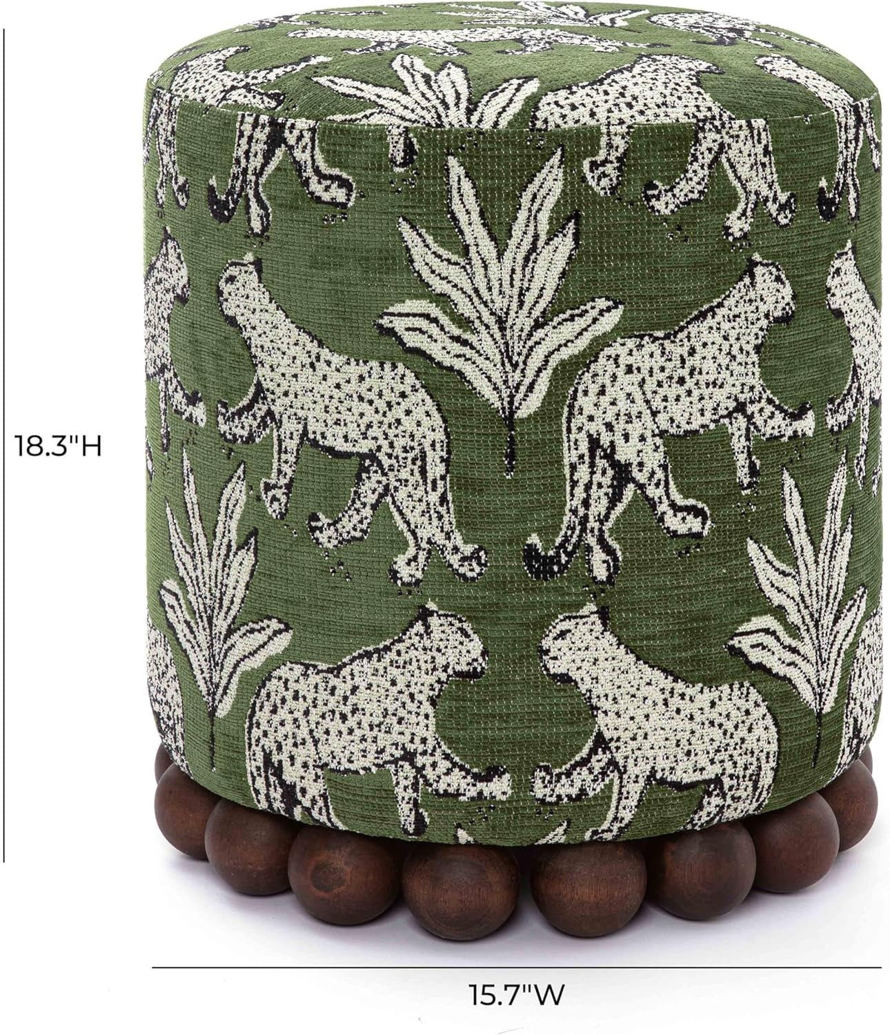 Olive Green Leopard Jacquard Ottoman Room Furniture-2