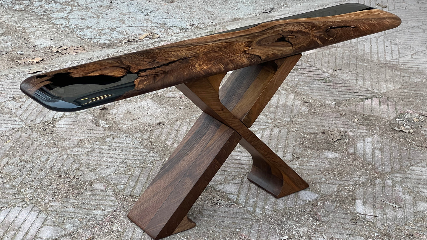 Handmade Solid Walnut Console Table