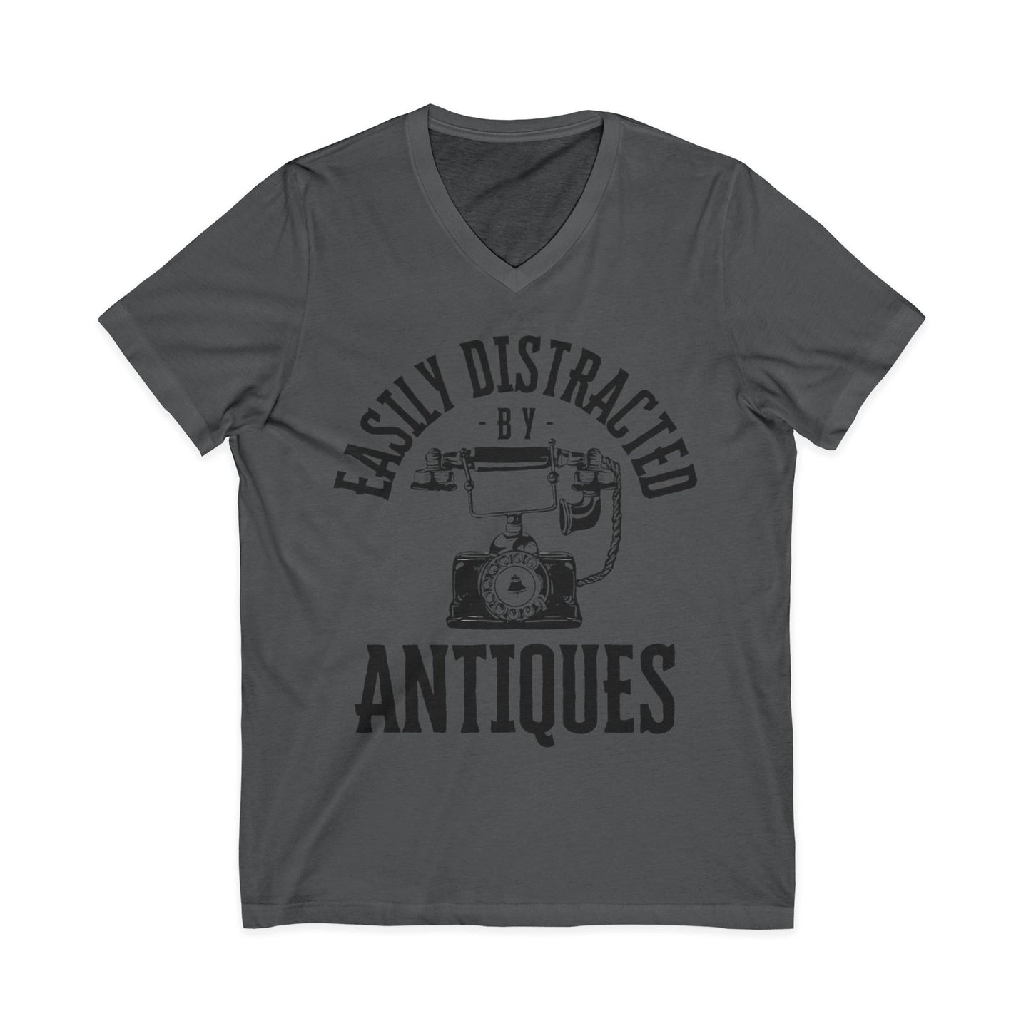 Easily Distracted by Antiques Short Sleeve V-Neck Tee