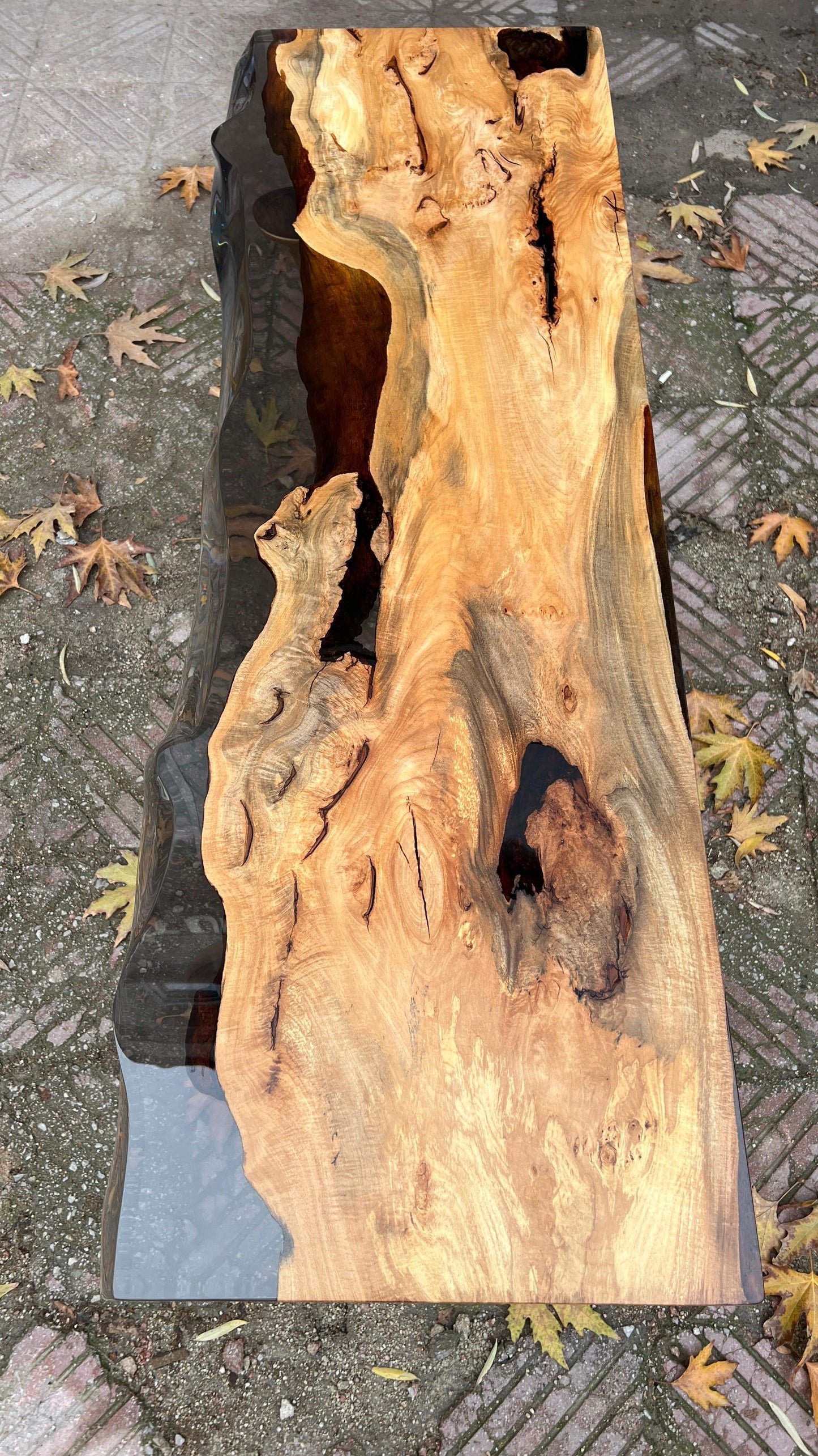 Resin Live Edge Console Table | Linden Wood | Foyer | Entryway
