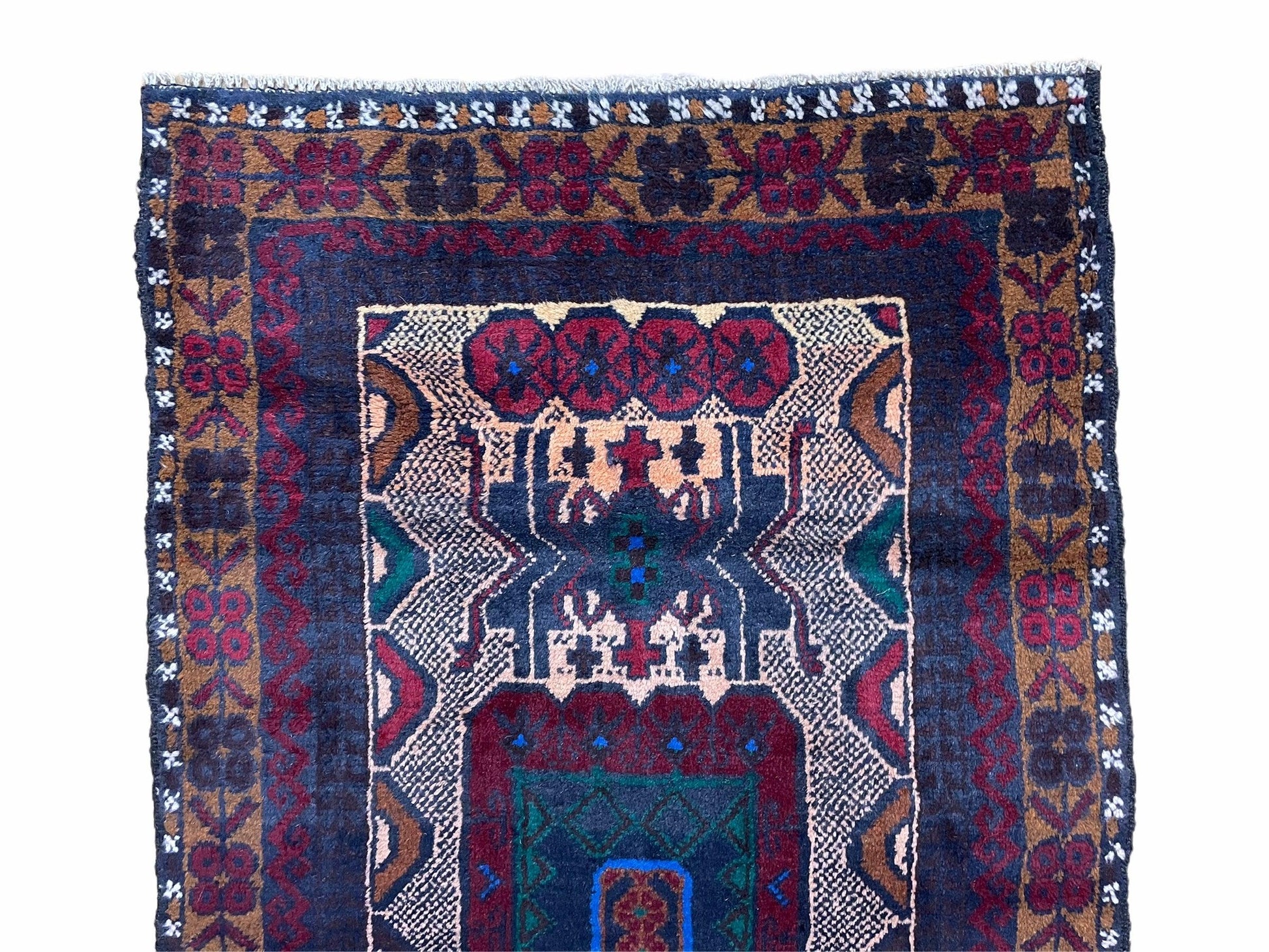 3 X 5 Vintage Handmade Tribal Wool Rug Balouchi Rug Afghan Rug Red Beige Nice-2