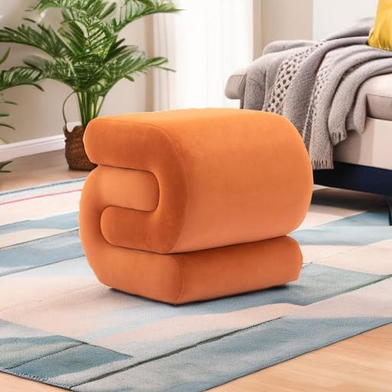 Orange Contemporary S Shape Ottoman