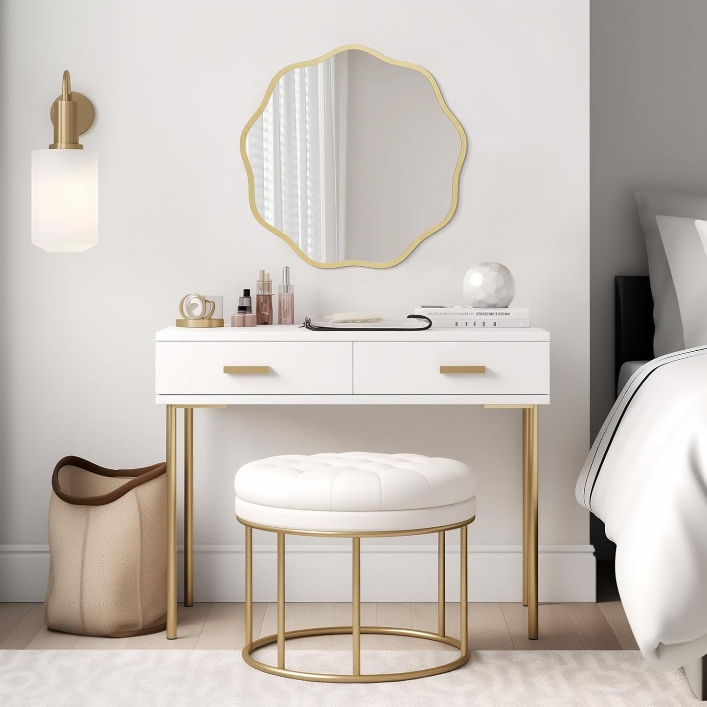 Gold Round Wall Mirror 20 Inch Decorative Home Accent-3