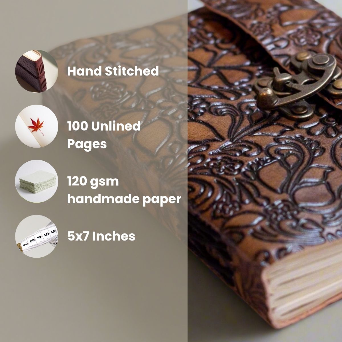 Floral Embossed | Handmade Leather Latch Journal