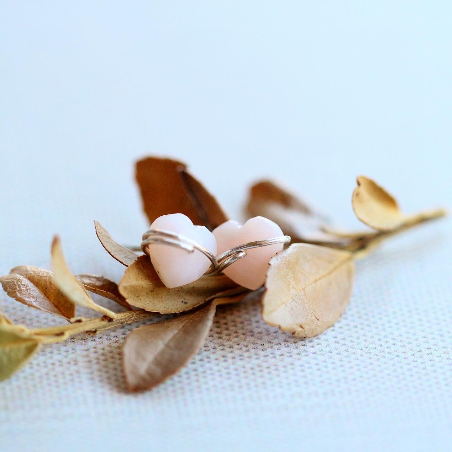 Heart Stud Earrings | Pink Opal