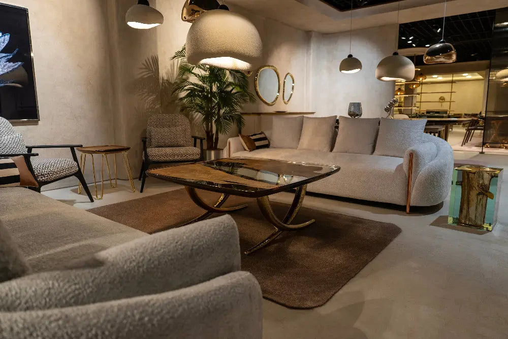 Luxurious Ivory Shaped Legs | Resin & Walnut Coffee Table