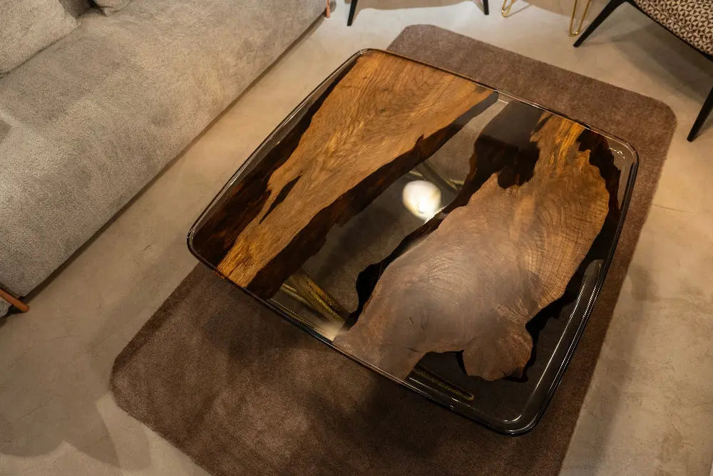 Luxurious Ivory Shaped Legs | Resin & Walnut Coffee Table