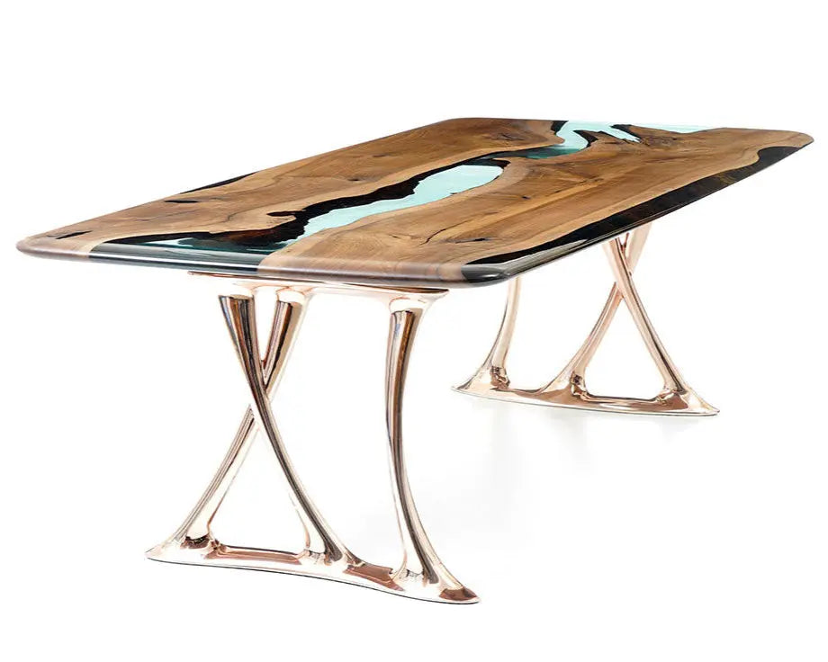 Resin & Walnut Dining Table