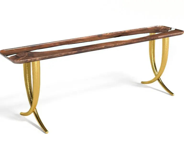 Epoxy Resin Sofa & Console table made of Walnut Wood | Ivory Collection