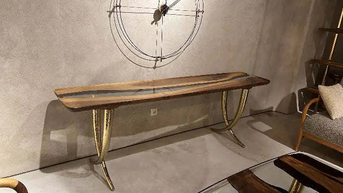 Epoxy Resin Sofa & Console table made of Walnut Wood | Ivory Collection