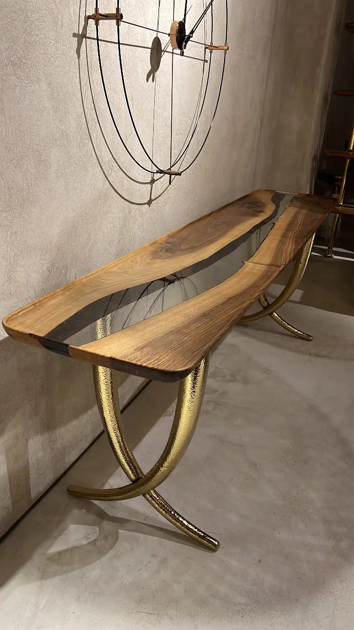 Epoxy Resin Sofa & Console table made of Walnut Wood | Ivory Collection