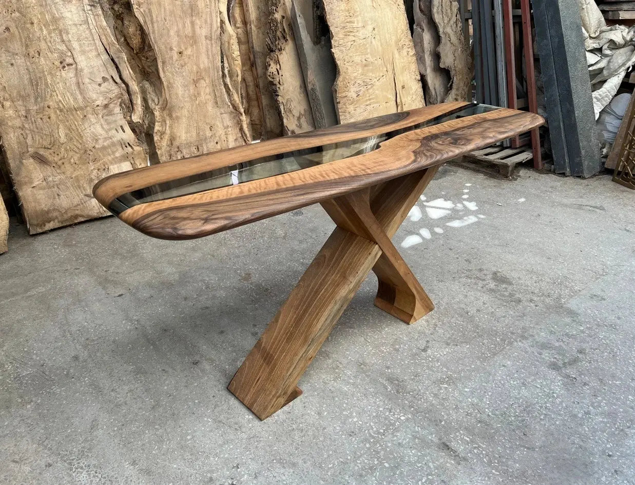 Handmade Solid Walnut Console Table