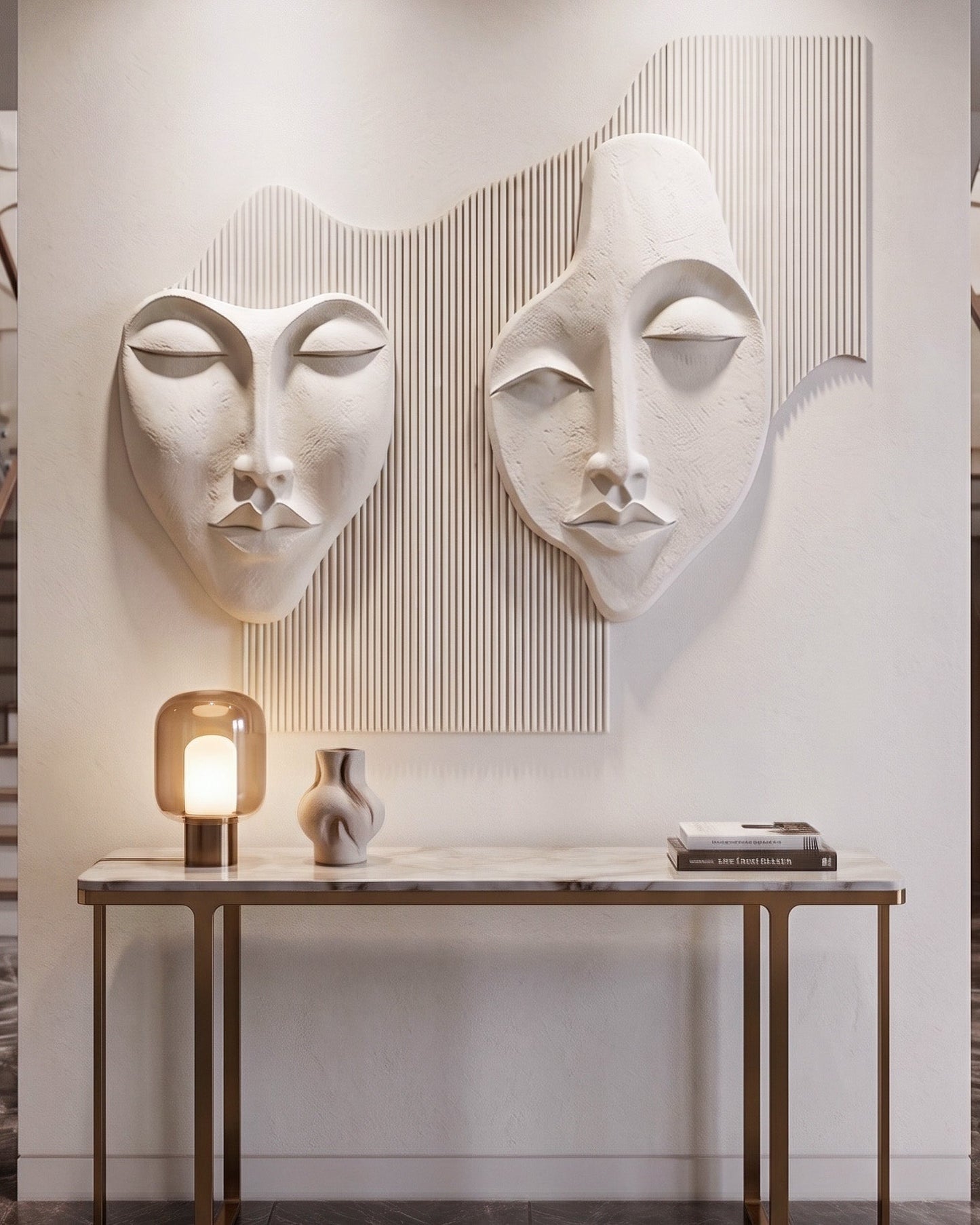 Wabi-Sabi 3D Face Wall Relief Art