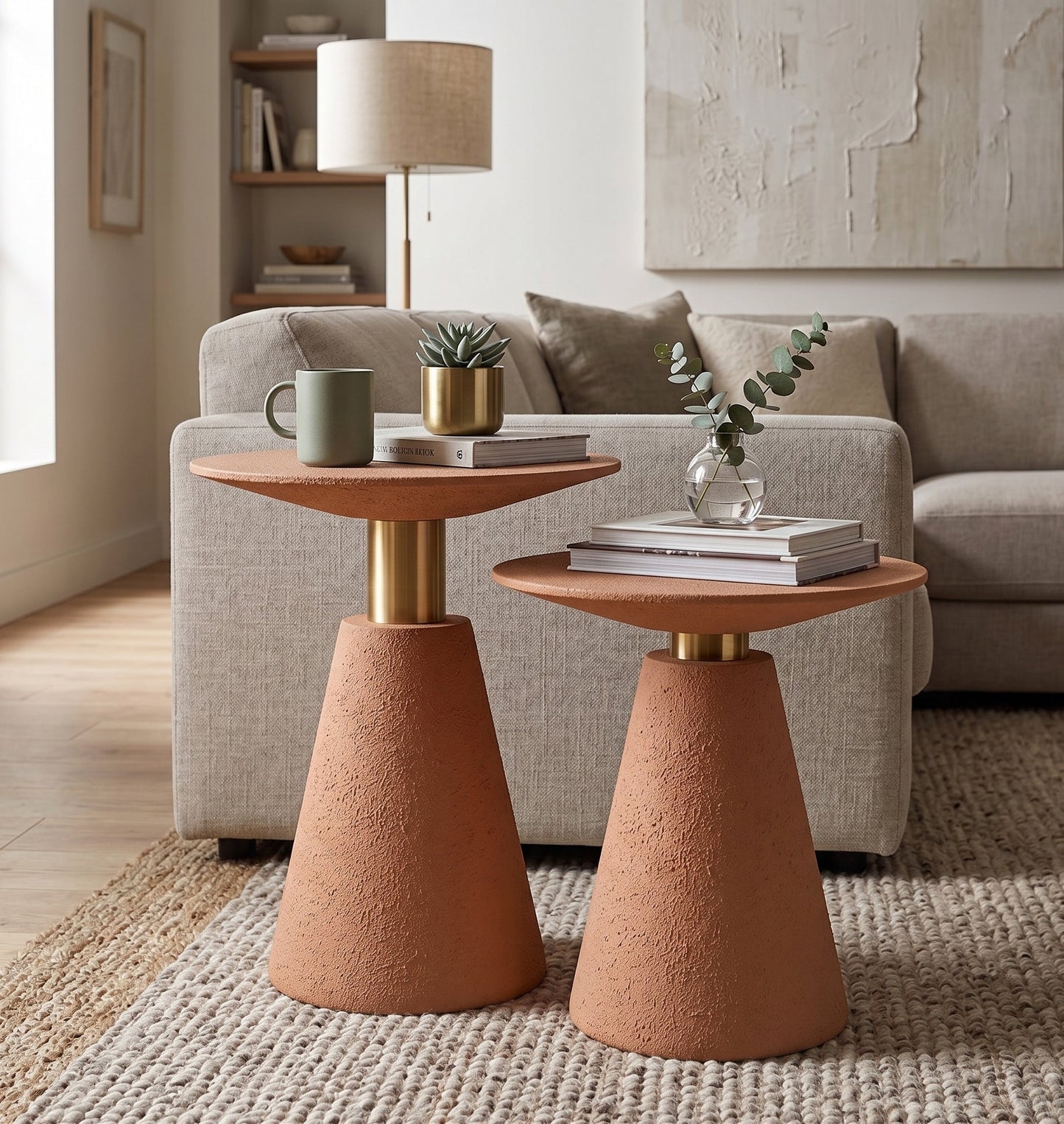 Textured Minimalist Side Table Set