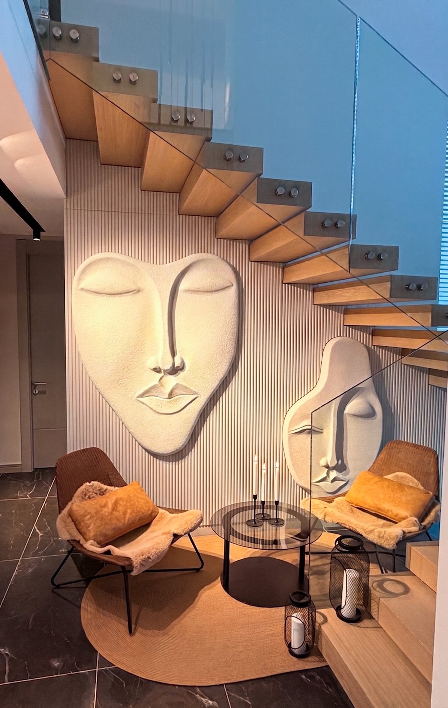 Wabi-Sabi 3D Face Wall Relief Art