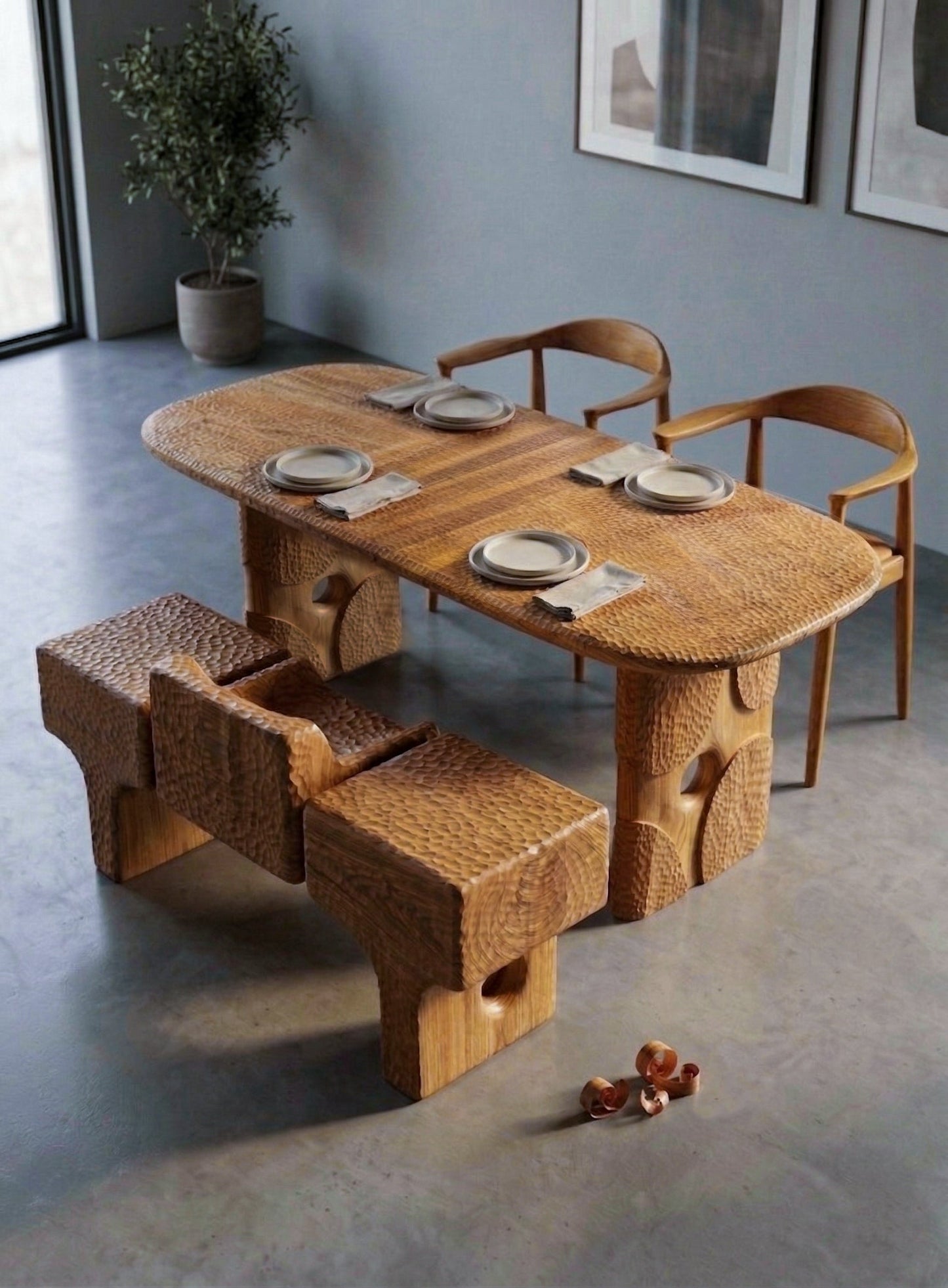 Hand-Carved Dining Table