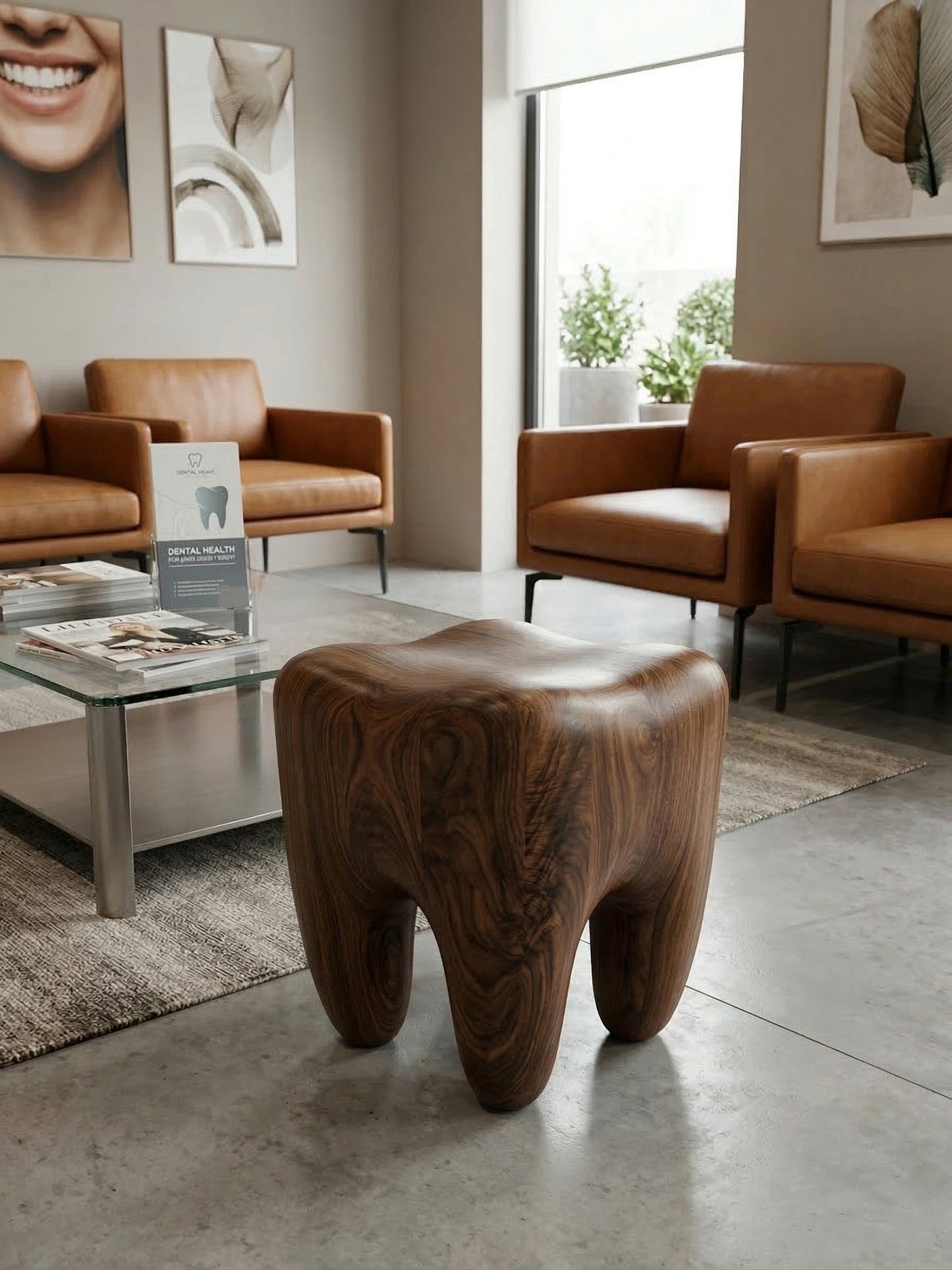 Walnut Tooth Sculptural Stool | End Table
