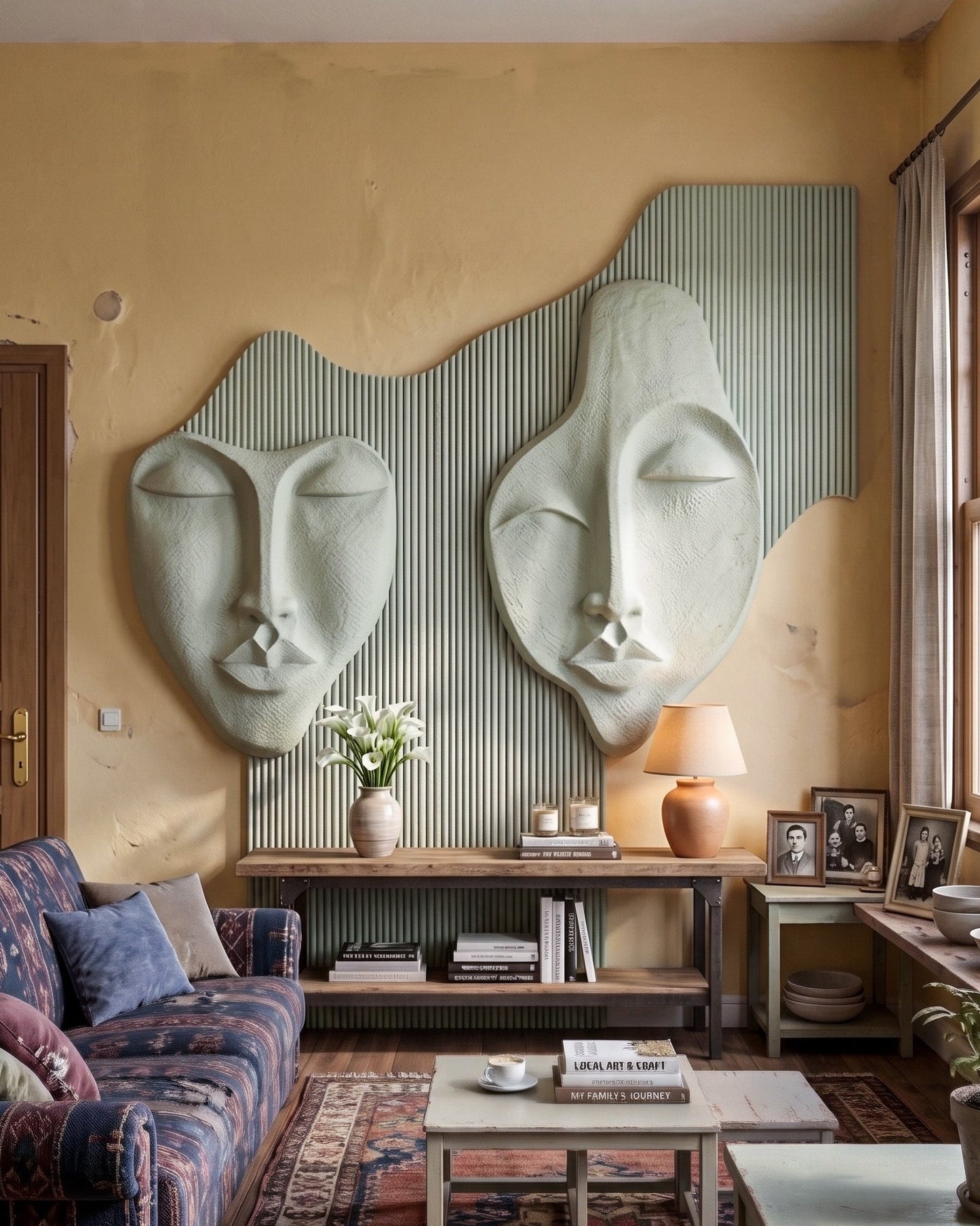 Wabi-Sabi 3D Face Wall Relief Art