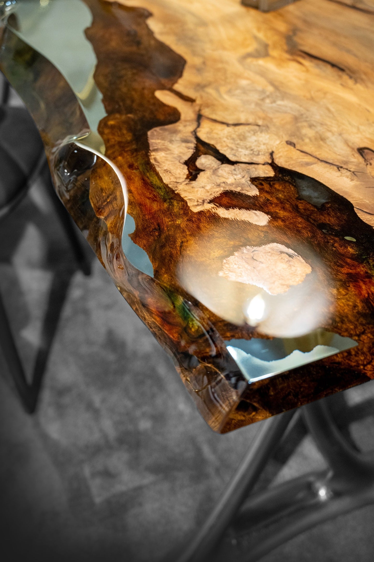 Resin Live Edge Console Table | Linden Wood | Foyer | Entryway