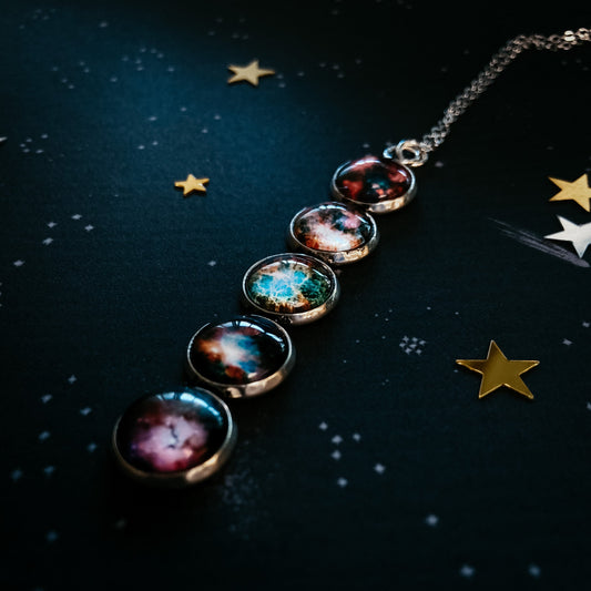 Handmade Nebula Rainbow Vertical Pendant Necklace