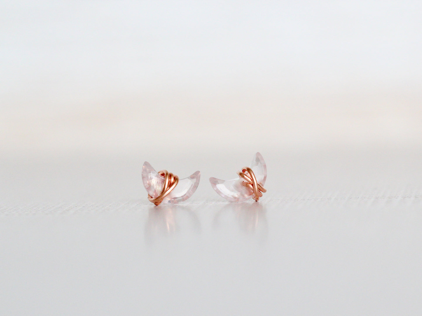 Mini Moonbeam Stud Earrings | Rose Quartz