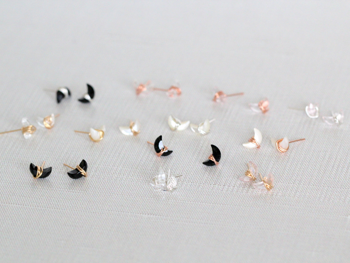 Mini Moonbeam Stud Earrings | Rose Quartz