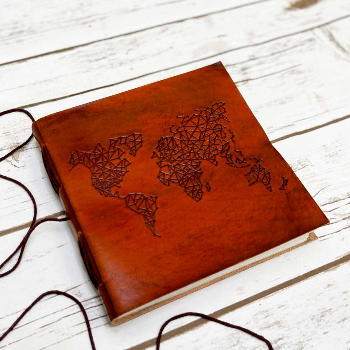 World Map | 7x7 | Artist Pad | Handmade Leather Journal