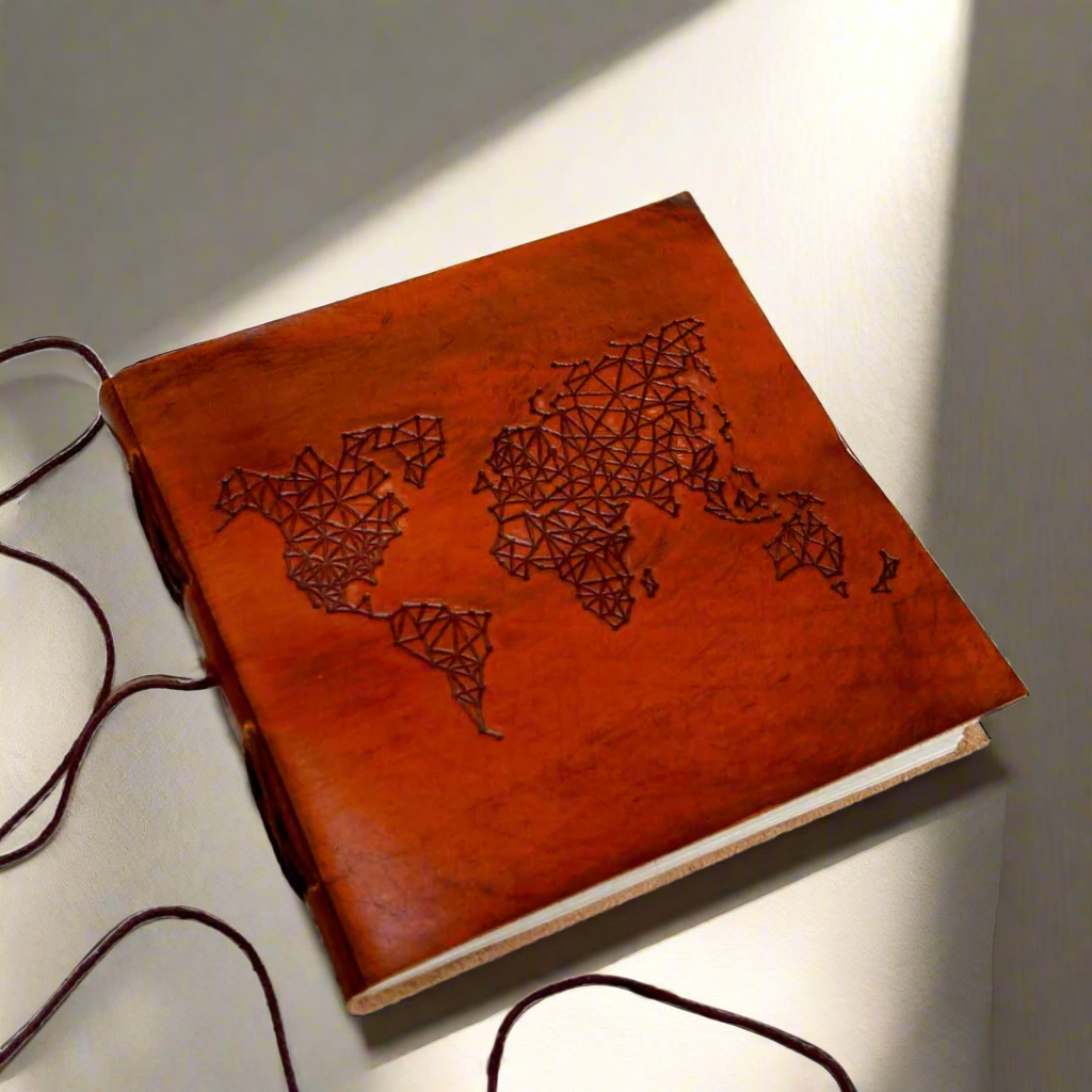 World Map | 7x7 | Artist Pad | Handmade Leather Journal