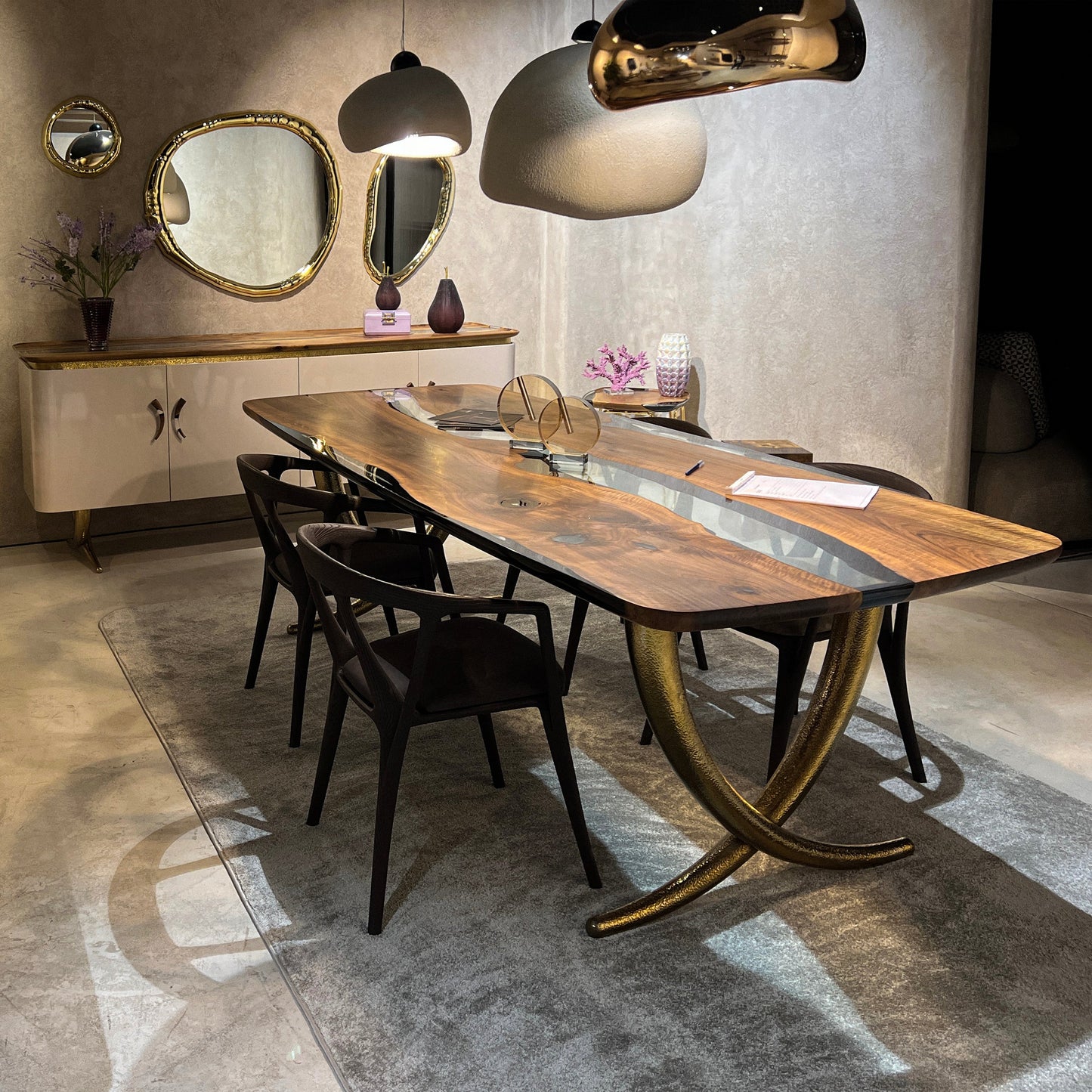Luxurious Ivory Shaped Legs | Resin Dining Table