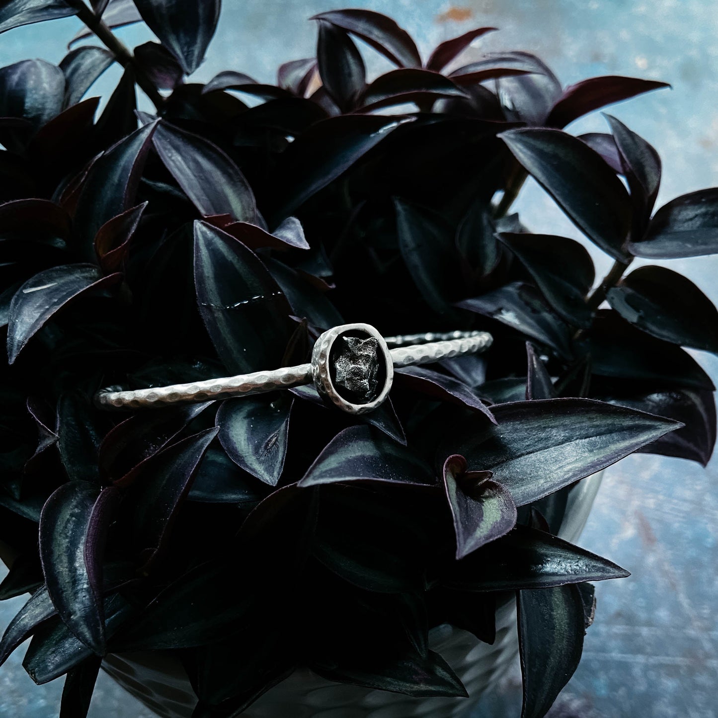 Handmade Oval Meteorite Cuff Bracelet