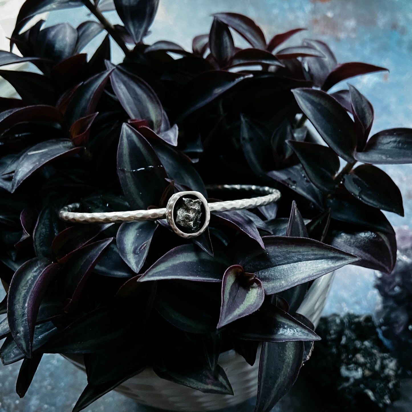 Handmade Oval Meteorite Cuff Bracelet