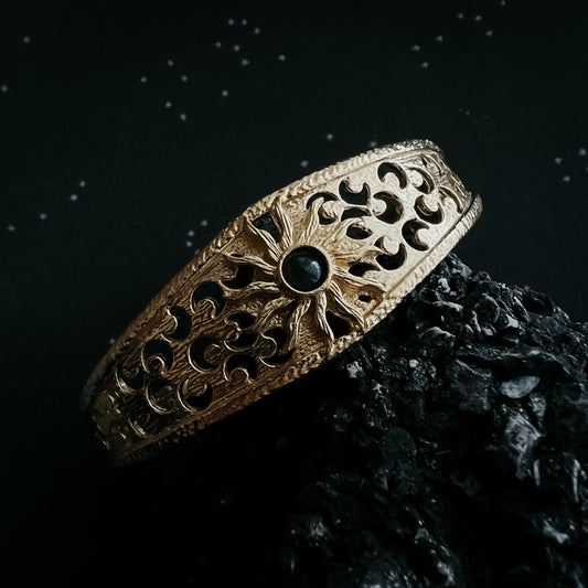 Handmade Solar Eclipse Bracelet with Black Opal