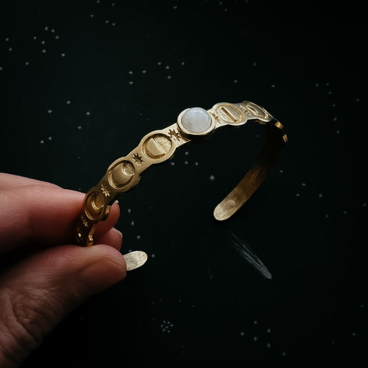 Handmade Moon Goddess Bracelet with Rainbow Moonstone
