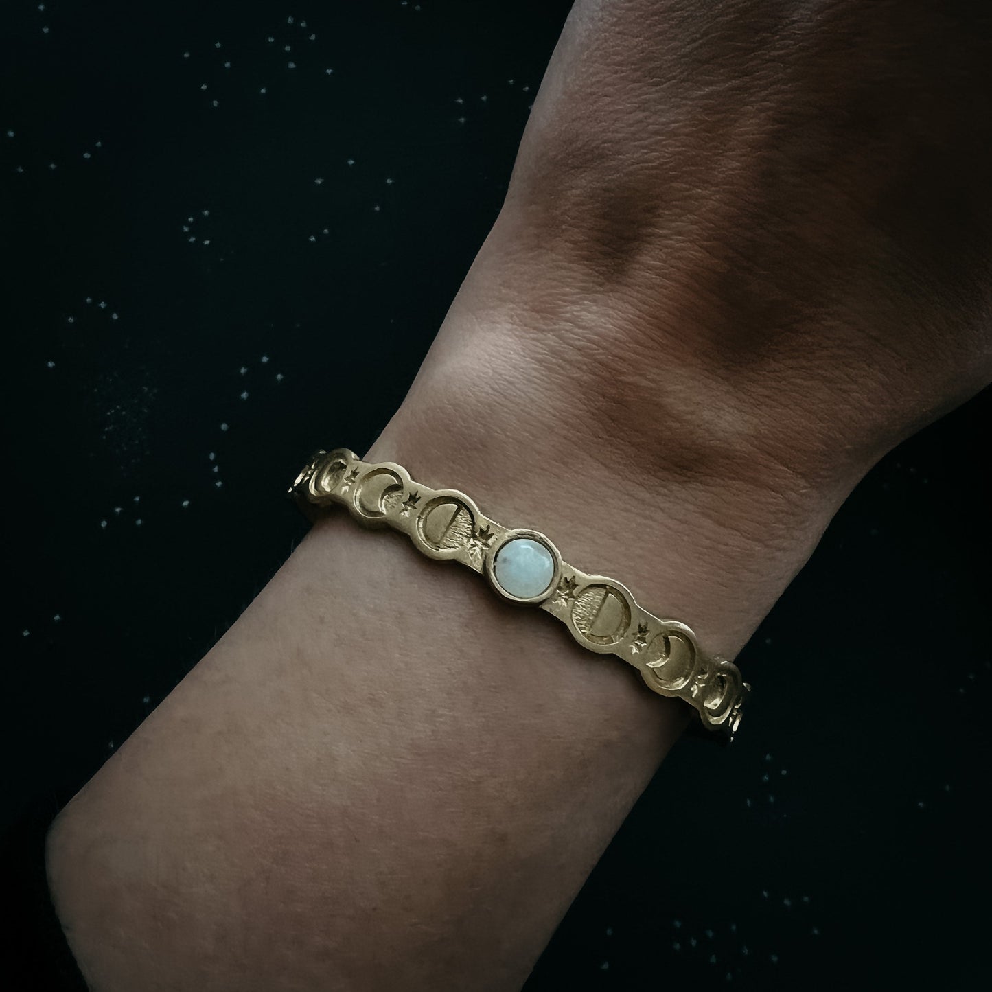 Handmade Moon Goddess Bracelet with Rainbow Moonstone