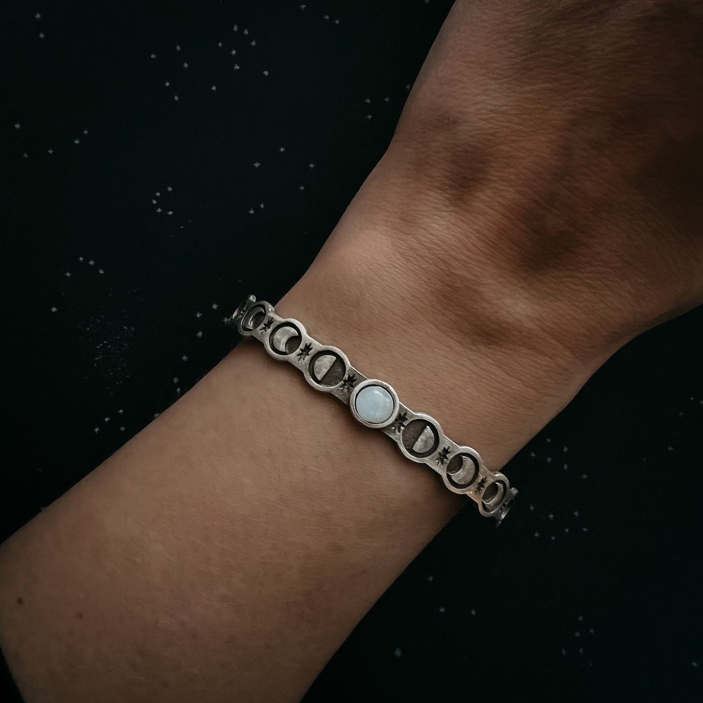 Handmade Moon Goddess Bracelet with Rainbow Moonstone