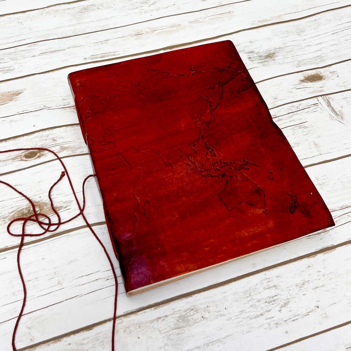 World Map | 14x11 | Large | Handmade Leather Journal | Sketch Pad