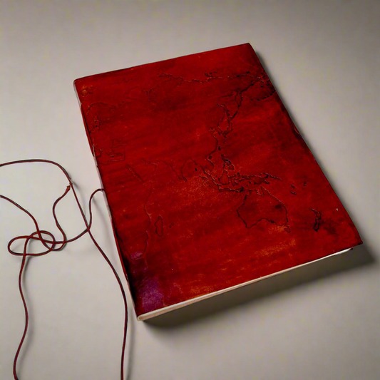 World Map | 14x11 | Large | Handmade Leather Journal | Sketch Pad