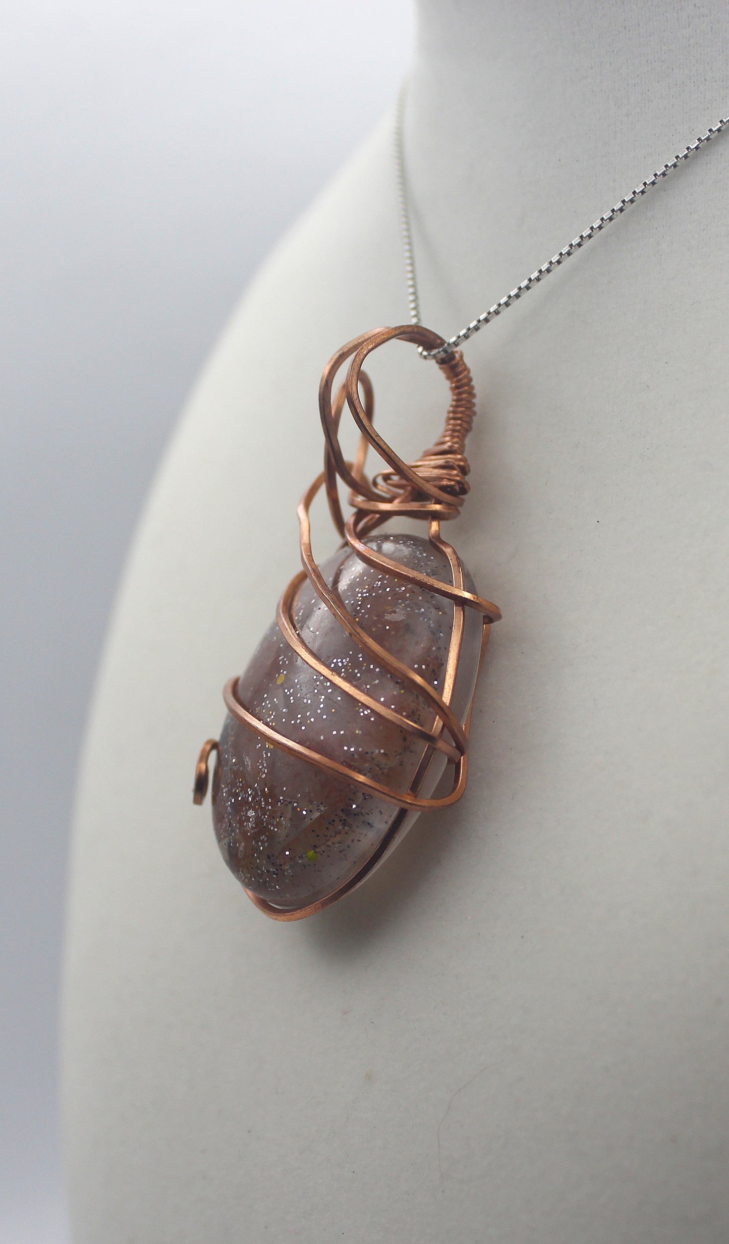 Raw Copper & Sunstone Pendant Necklace