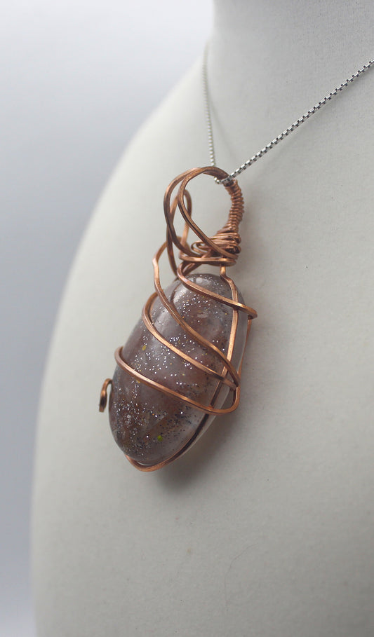 Raw Copper & Sunstone Pendant Necklace