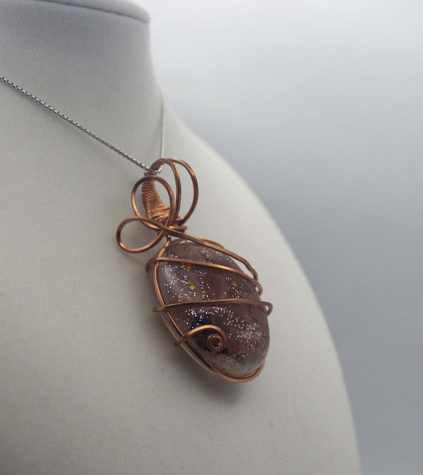 Raw Copper & Sunstone Pendant Necklace