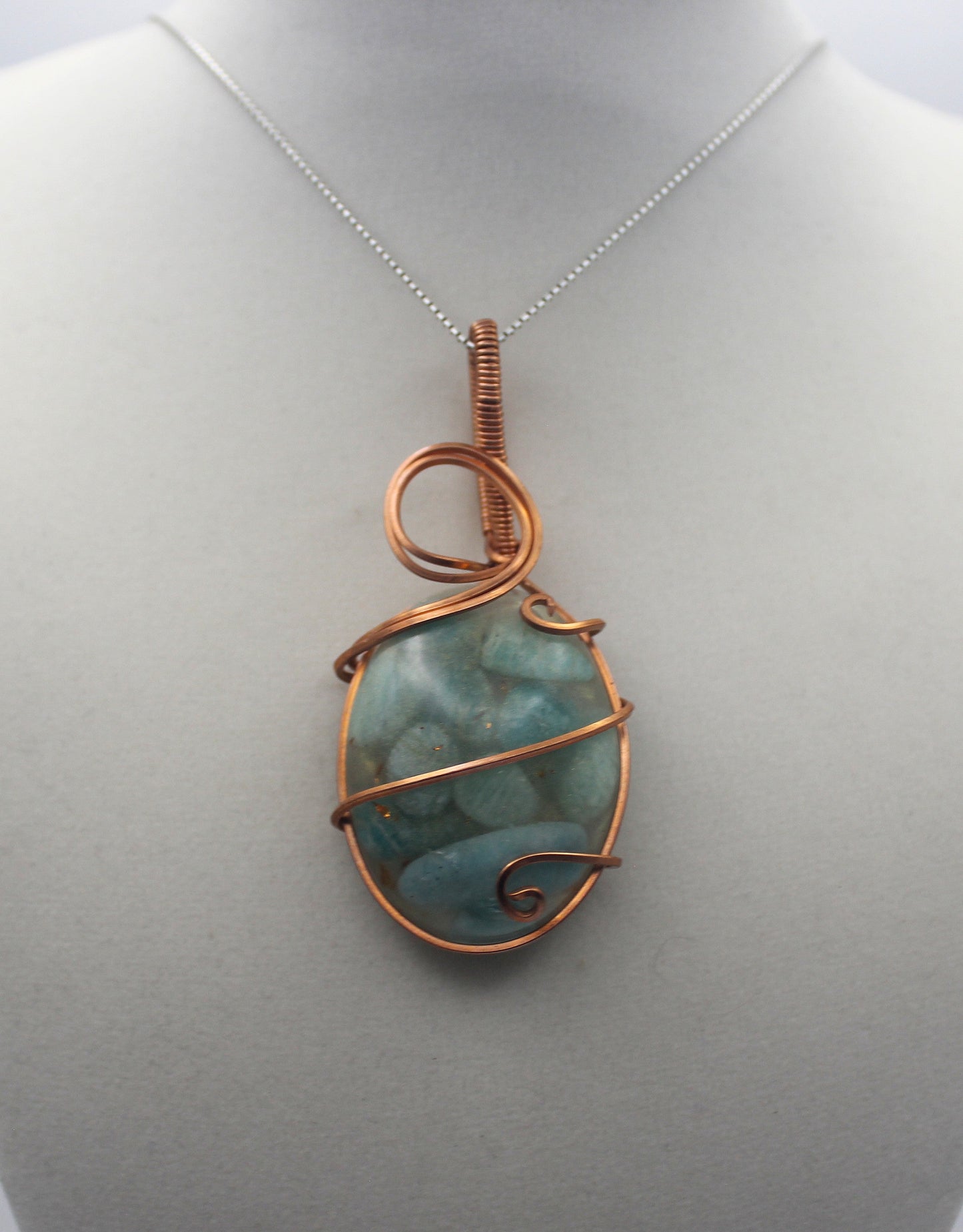 Raw Copper & Amazonite Pendant Necklace