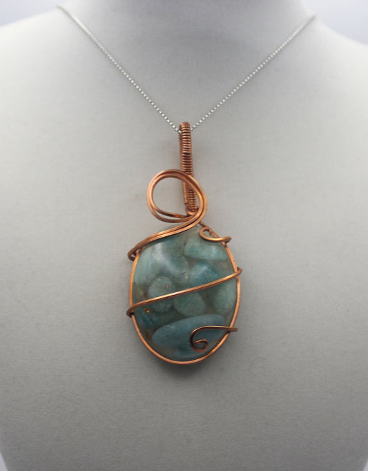 Raw Copper & Amazonite Pendant Necklace