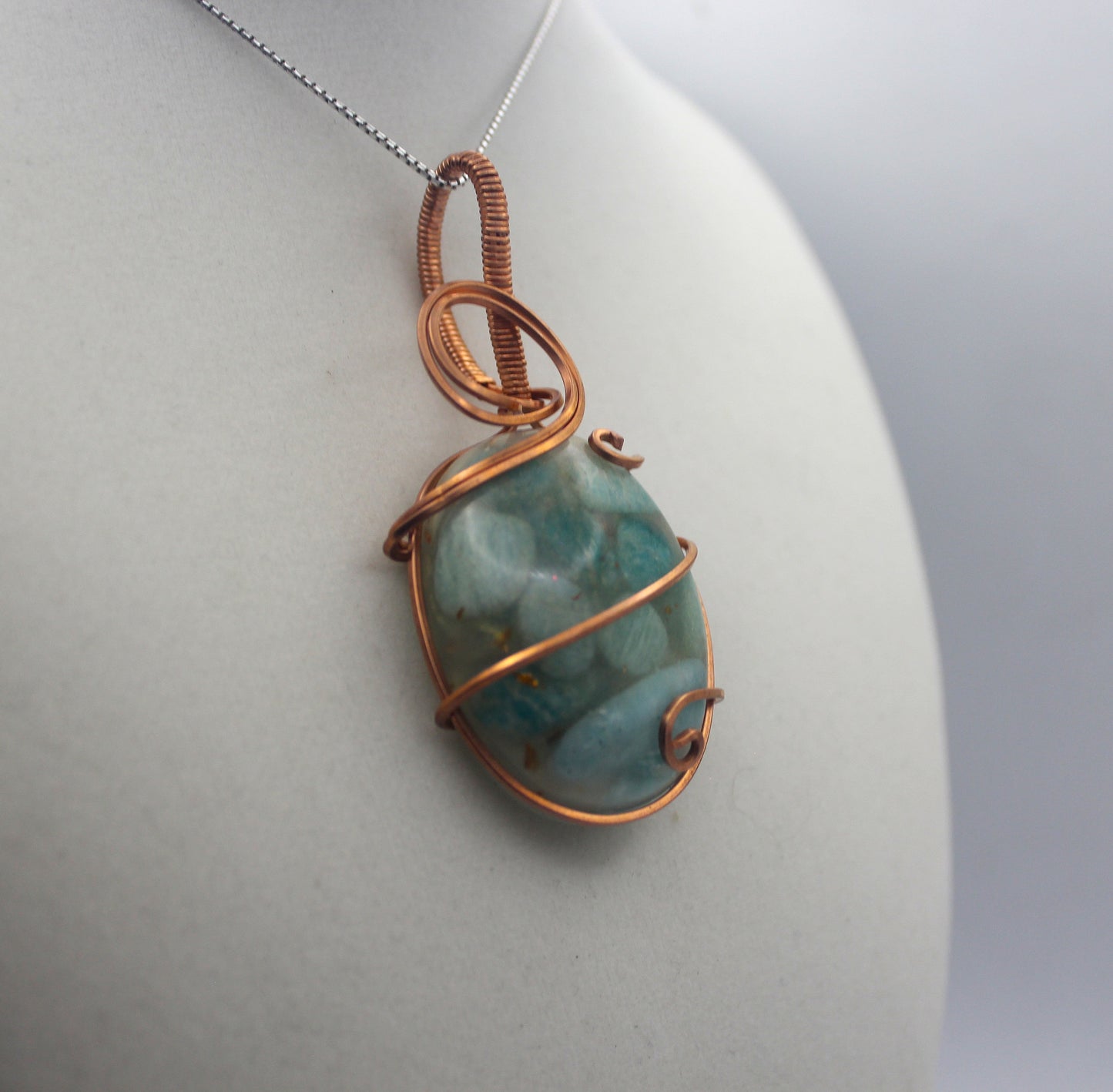 Raw Copper & Amazonite Pendant Necklace