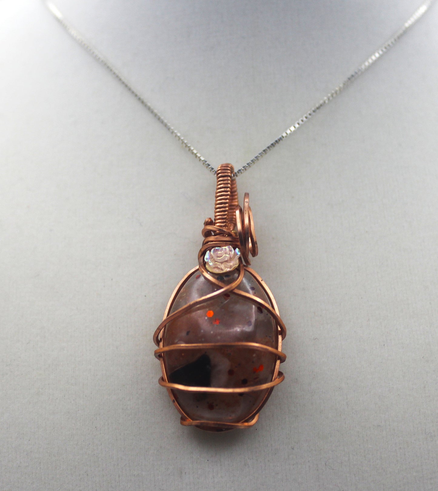 Raw Copper & Sunstone Mini Flower Pendant Necklace